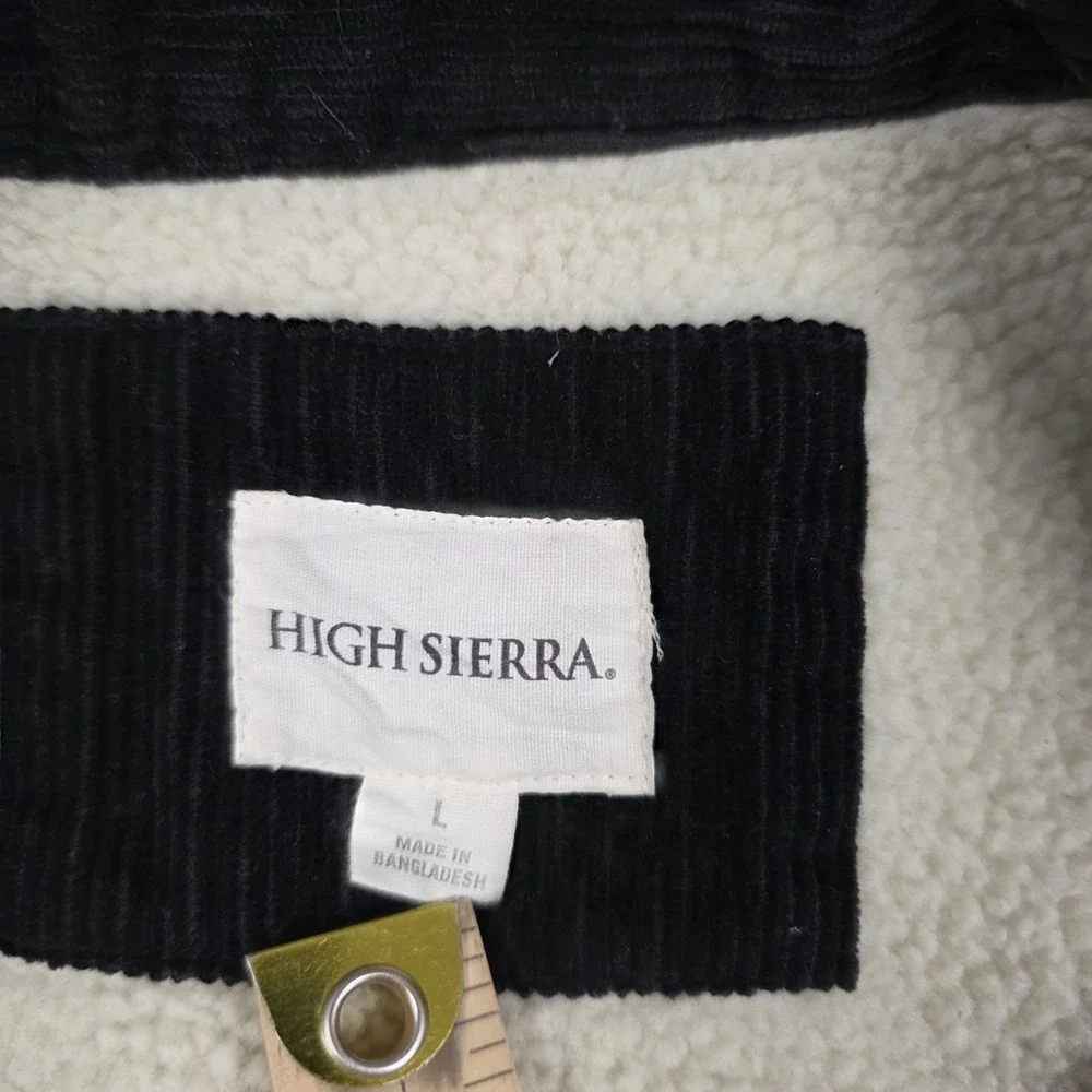 High Sierra Corduroy Sherpa Lined Jacket Mens Size Large Black Chore Shacket‎